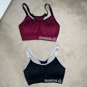 Reebok Sports Bras Medium Black Burgundy Adjustable Racerback Set of 2